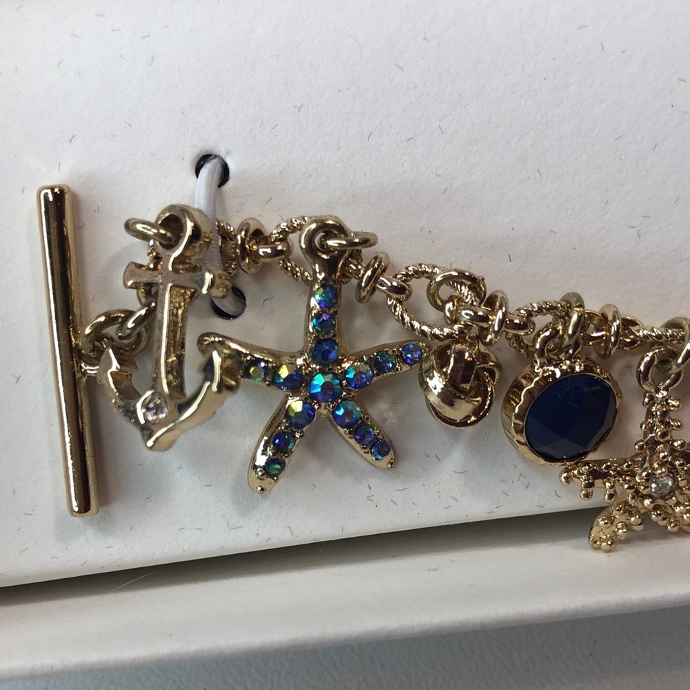 Bella Jack Golden Charm Bracelet Nautical Beach Coastal Chic NEW in Box - Picture 7 of 8